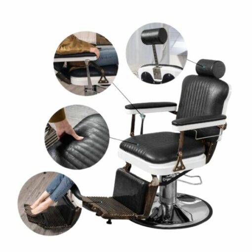Chaise Coiffeur RS-BC8754 Noir – Fauteuil professionnel moderne, réglable et ultra confortable