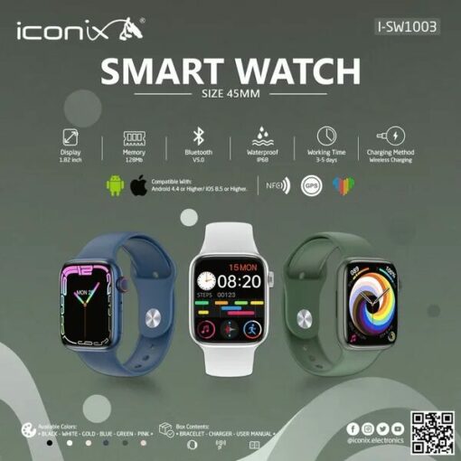 Montre connectée ICONIX I-SW1003 : Écran 1.82", NFC & GPS, étanche IP68