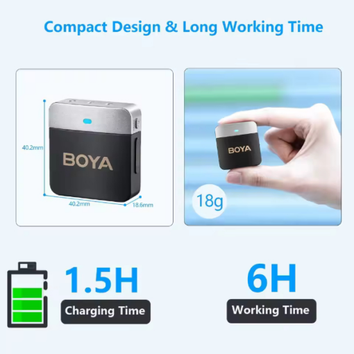 BOYA BY‑M1V6 – Micro-cravate sans fil omnidirectionnel pour 2 personnes
