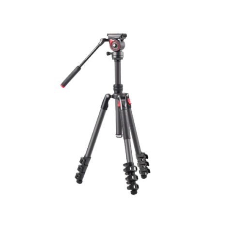 Trépied Caméra- MUFA-BK – Trépied Caméra Professionnel avec Tête Fluide Q5S, Aluminium & Fibre de Carbone, Hauteur Réglable