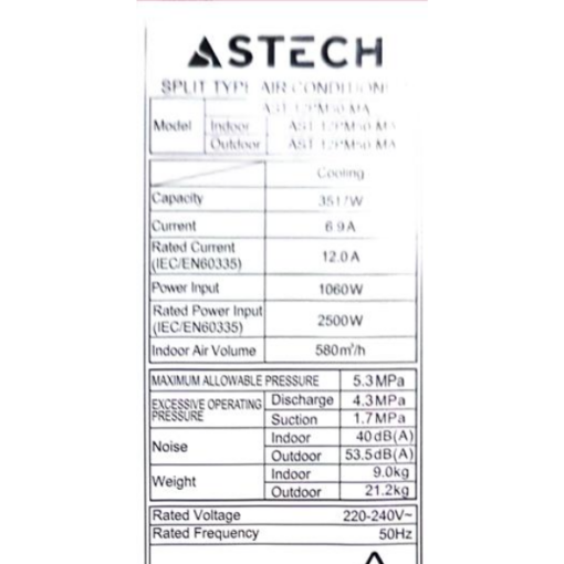Split Platinium Astech AST-12PM50MA 12000BTU