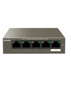 Switch Tenda TEF1105P-4-63W – 5 Ports Fast Ethernet 10/100 Mbps, Dont 4 Ports PoE+, Budget 58W, Plug & Play