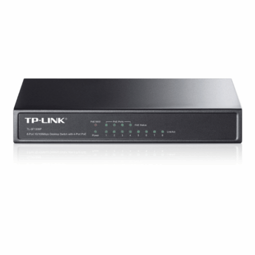 Switch TP-Link TL-SF1008P – 8 Ports Fast Ethernet 10/100 Mbps, Dont 4 Ports PoE, Boîtier Métal, Plug & Play