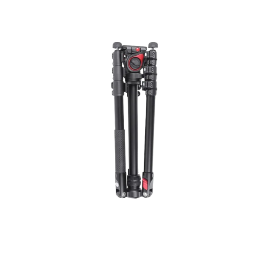 Trépied Caméra- MUFA-BK – Trépied Caméra Professionnel avec Tête Fluide Q5S, Aluminium & Fibre de Carbone, Hauteur Réglable