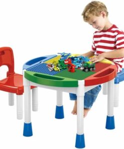 Table de Jeu de Construction 3 en 1 avec 2 Chaises – Multifonction pour Enfants – Activités, Rangement & Apprentissage