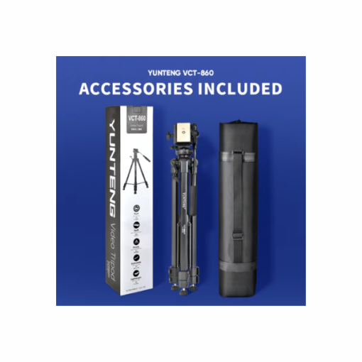 Trépied Professionnel YUNTENG VCT-860 – Aluminium Haute Qualité, Hauteur 168 cm, Charge 4 kg