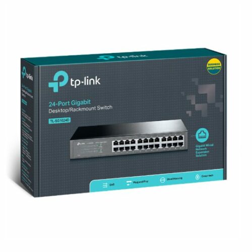 Switch TP-Link TL-SG1024D – 24 Ports Gigabit 10/100/1000 Mbps, Montable sur Rack, Écoénergétique & Plug-and-Play