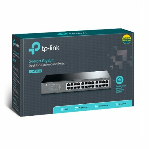 Switch TP-Link TL-SG1024D – 24 Ports Gigabit 10/100/1000 Mbps, Montable sur Rack, Écoénergétique & Plug-and-Play