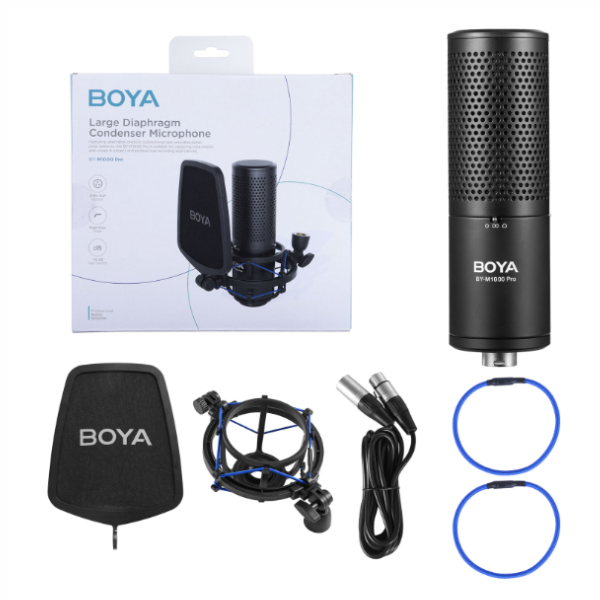 BOYA BY-M1000 Pro – Micro Studio à Condensateur XLR – Directivités Multiples + Filtre Anti-Pop BOYA BY-M1000 Pro – Micro Studio à Condensateur XLR – Directivités Multiples + Filtre Anti-Pop
