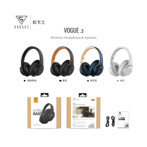 Casque sans fil DOQAUS VOGUE 3 – Bluetooth 5.3, Mode Haut-Parleur, Confort & Son Premium