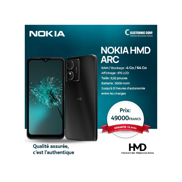 Nokia HMD ARC TA-1697 - 64 Go - 4 Go RAM - 6,52 pouces 5000 mAh Nokia HMD ARC TA-1697 - 64 Go - 4 Go RAM - 6,52 pouces 5000 mAh