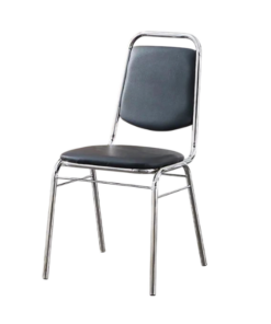 Chaise de Bureau 7003 – Semi-Cuir Noir – Structure Métallique Chromée