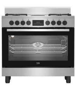 Cuisinière à Mixte Beko BBGM21225EX-6 Feux -90x60( 4 Feux à Gaz , 2 Foyers électriques & Four électrique  )