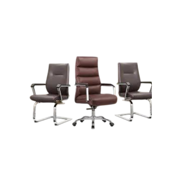 Ensemble fauteuil bureau direction + chaise visiteur cuir marron A805-D808 Ensemble fauteuil bureau direction + chaise visiteur cuir marron A805-D808