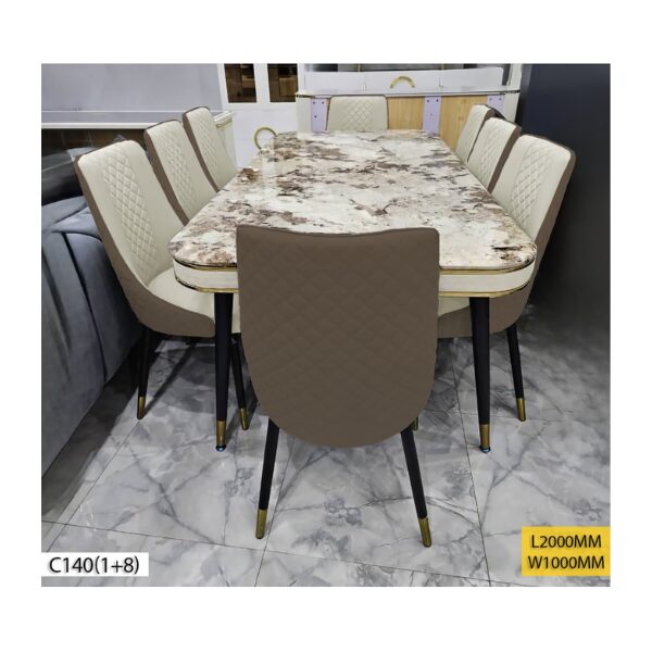Table à Manger C140 Marbre 1+8 — L200 x W100 cm Table à Manger C140 Marbre 1+8 — L200 x W100 cm