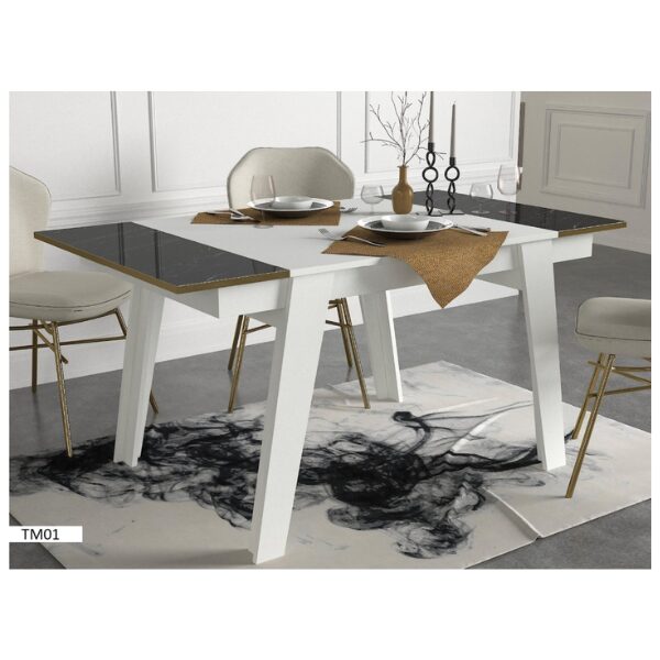 Table à Manger TM01 — Plateau Marbre et Pieds Bois Table à Manger TM01 — Plateau Marbre et Pieds Bois