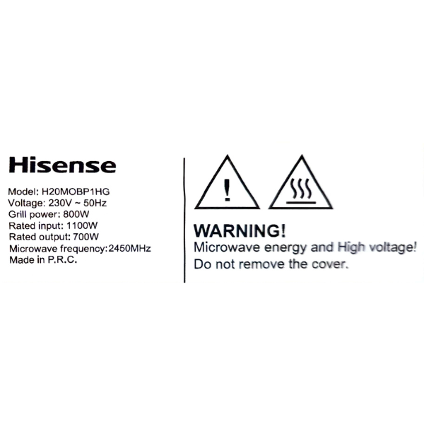 Micro-ondes Hisense H20MOBP1HG - 20 L (Avec grill) Micro-ondes Hisense H20MOBP1HG - 20 L (Avec grill)