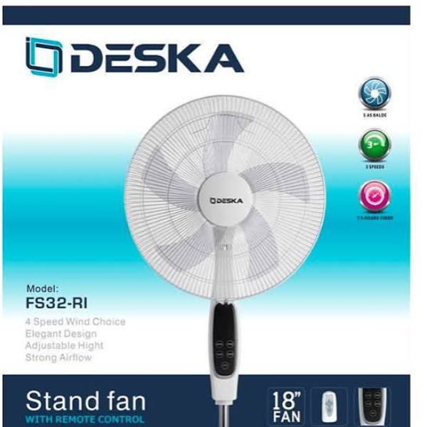 Ventilateur sur Pied DESKA FS32RI – 18 Pouces avec Télécommande Ventilateur sur Pied DESKA FS32RI – 18 Pouces avec Télécommande