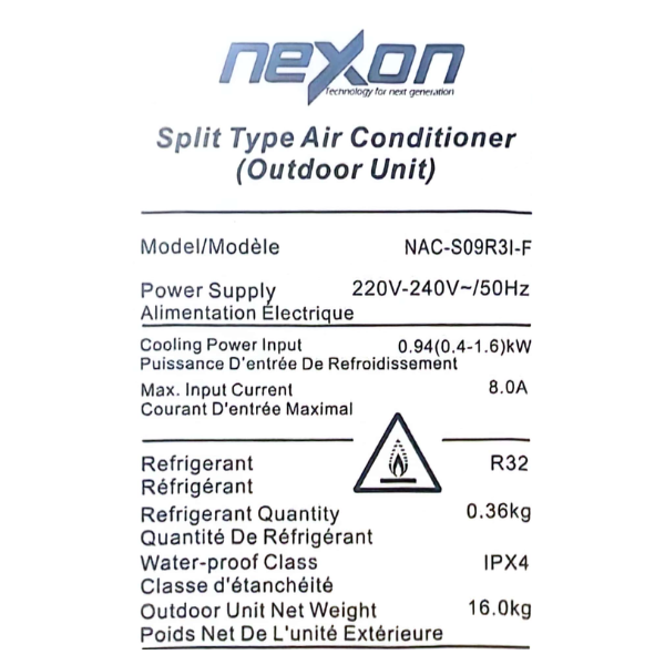 Split mural Nexon NAC-S09R3-B 9000 BTU (Inverter) Split mural Nexon NAC-S09R3-B 9000 BTU (Inverter)