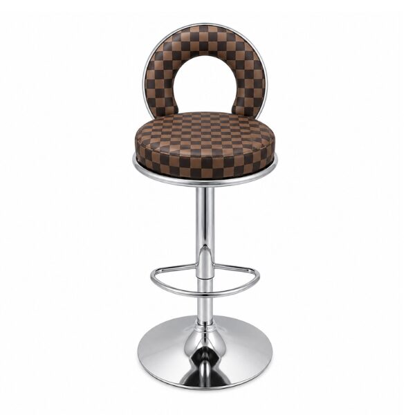 Chaise de Bar Chromé -OS-GC- (Motif Damier) Chaise de Bar Chromé -OS-GC- (Motif Damier)