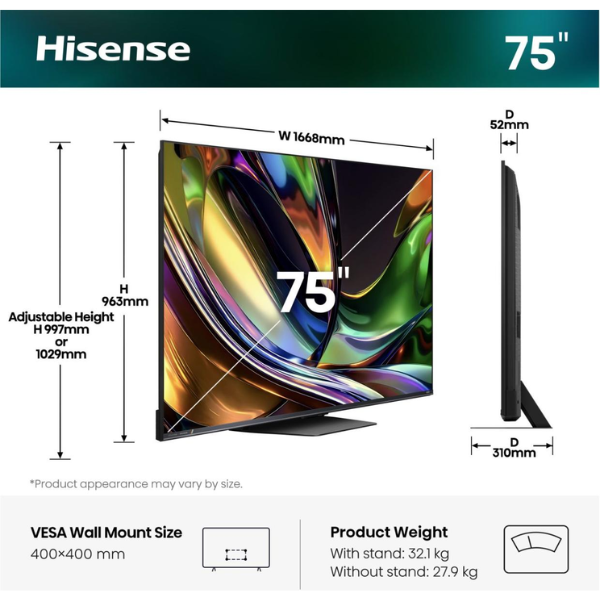 Téléviseur Hisense 75UR8S 4K UHD 75" (Google Tv) Téléviseur Hisense 75UR8S 4K UHD 75" (Google Tv)