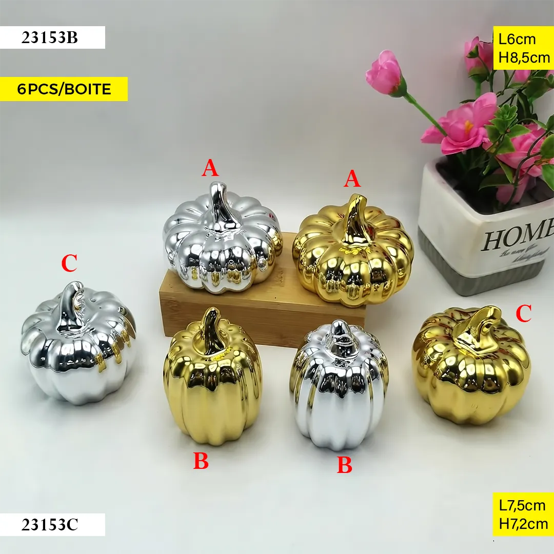 Set de citrouilles décoratives métallisées 23153C+23153B Set de citrouilles décoratives métallisées 23153C+23153B