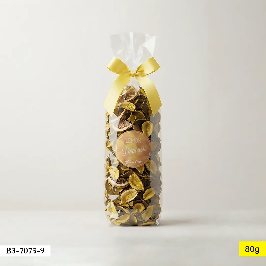Sachet en plastique transparent rempli de potpourri jaune avec nœud ruban jaune B3-7073-9 Jn Sachet en plastique transparent rempli de potpourri jaune avec nœud ruban jaune B3-7073-9 Jn