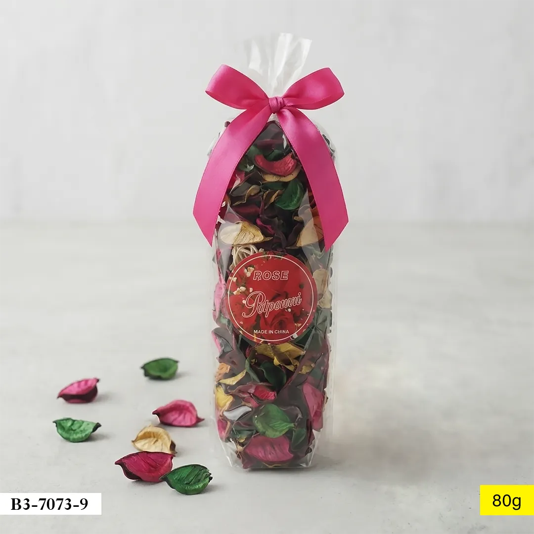 Sachet en plastique transparent rempli de potpourri multicolore avec nœud ruban rose B3-7073-9 Sachet en plastique transparent rempli de potpourri multicolore avec nœud ruban rose B3-7073-9