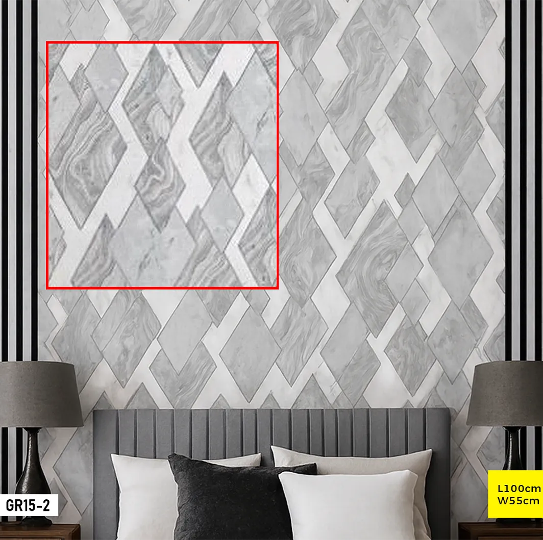 Papier peint losange marbré à motif zigzag GR15-2 Papier peint losange marbré à motif zigzag GR15-2