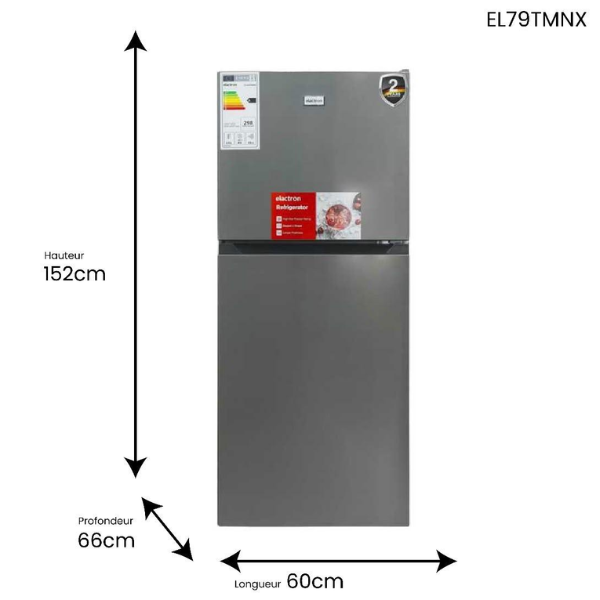 Réfrigérateur 2 portes ELACTRON EL 79TMNX-290L (No-Frost) Réfrigérateur 2 portes ELACTRON EL 79TMNX-290L (No-Frost)