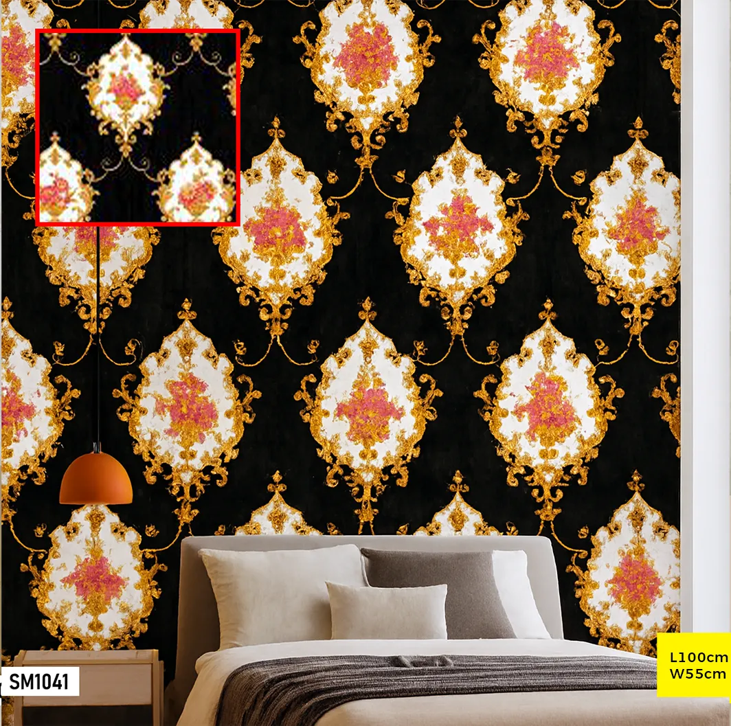 Papier peint motif ornemental noir et or SM1041 Papier peint motif ornemental noir et or SM1041