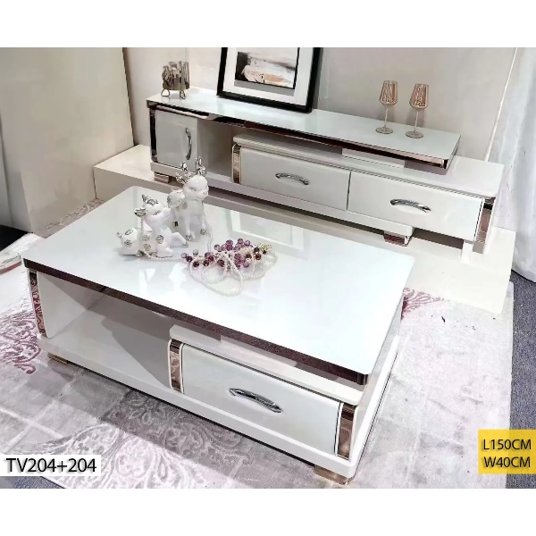 Ensemble meuble TV + table basse TV204+204 Blanc Ensemble meuble TV + table basse TV204+204 Blanc