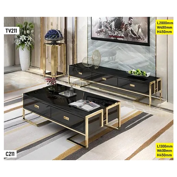 Ensemble meuble TV + table basse TV211+C211 - Noir Ensemble meuble TV + table basse TV211+C211 - Noir