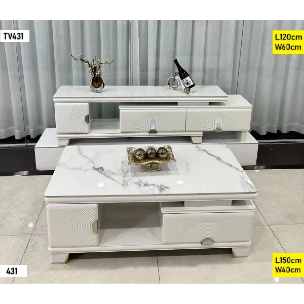 Ensemble meuble TV + table basse TV431+431 Blanc Ensemble meuble TV + table basse TV431+431 Blanc